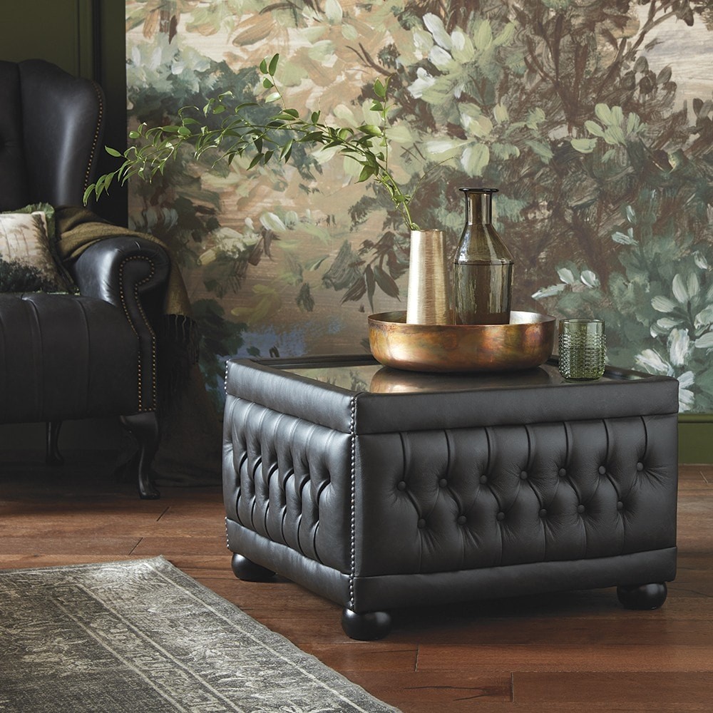 Buttoned Pouffe Table