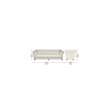 Belgravia 4 Seater Sofa Amalfi Storm Chrome Studs - In Stock from Sofas by Saxon UK