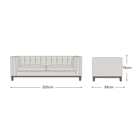 Henley 3 Seater Sofa Heritage Ink Black Finish