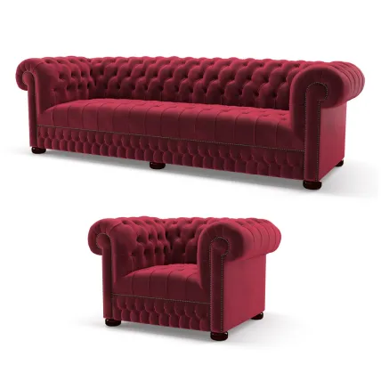Belgravia 4 Seater Sofa & Chair Amalfi Salsa Speckled Gold Studs