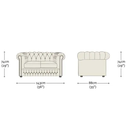 Ellington 2 Seater Sofa x 2 Antique Red Antique Studs