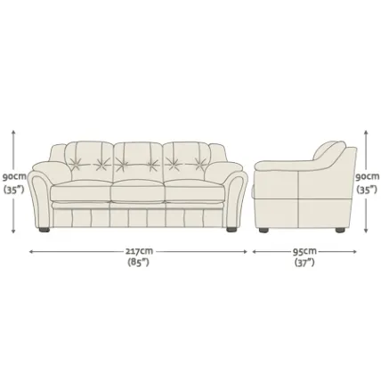 Ashford 3 Seater Sofa & 2 Chairs Distressed Cream