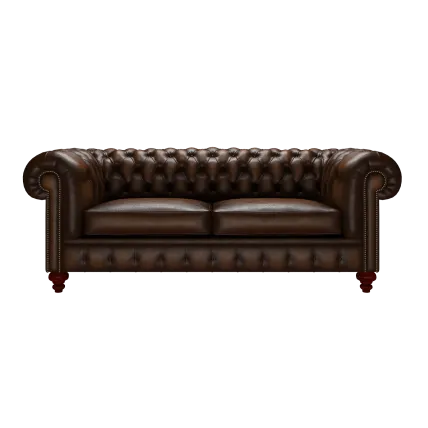 Regent 3 Seater Sofa Antique Autumn Tan Renaissance Studs